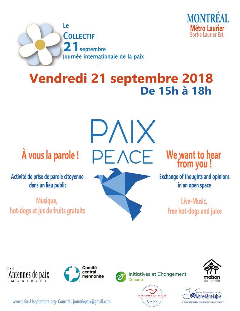 En 2018, la journée internationale de la paix c’est deux évènements